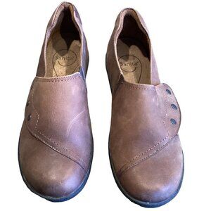 Sanita Comfort Clog Loafer Brown Leather Hook & Loop Closure Sz 10.5 #211F